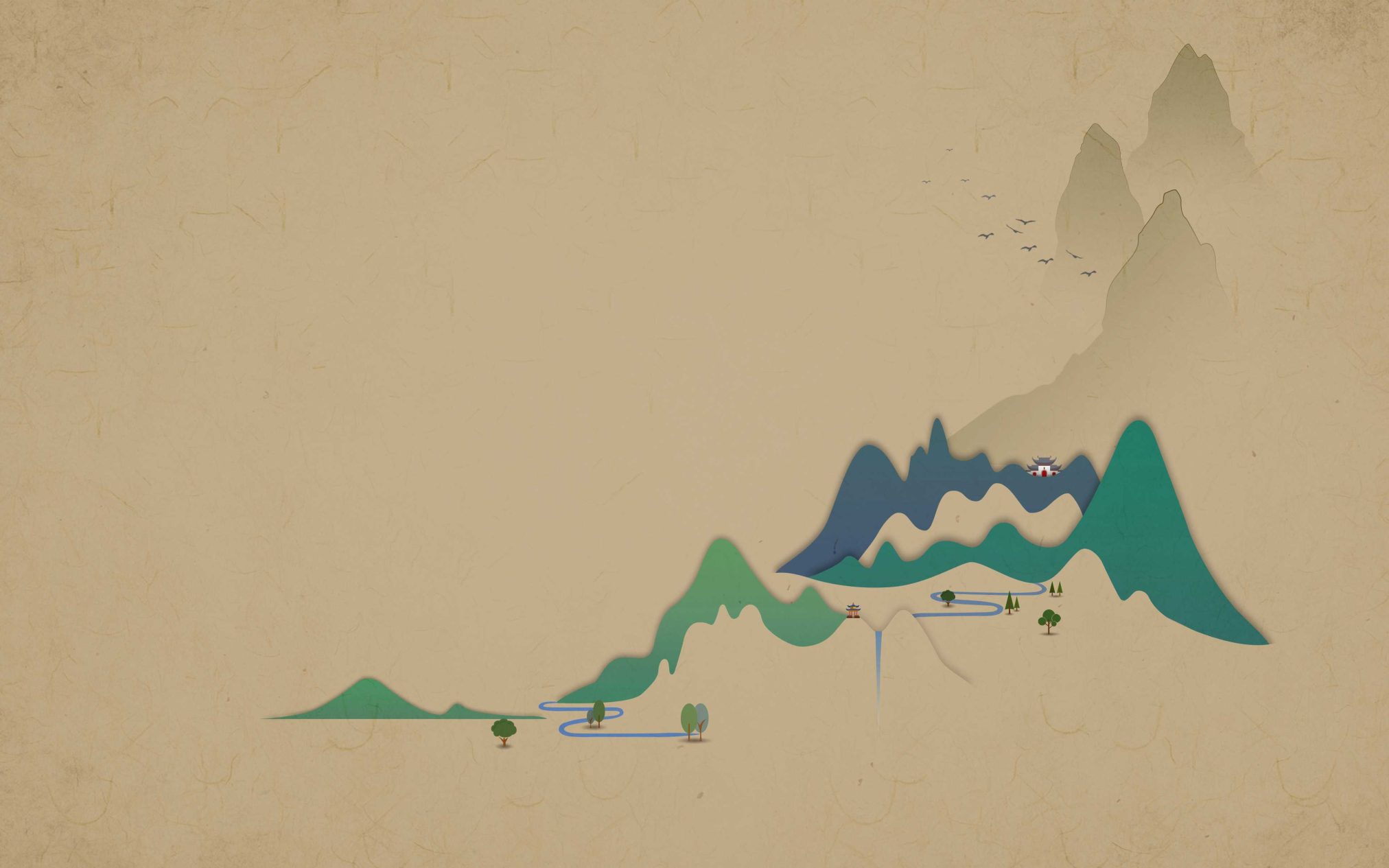 Silence ridges and peaks around house - Ubuntu Kylin 26.04 Wallpapers - Official Chinese-Themed Collection