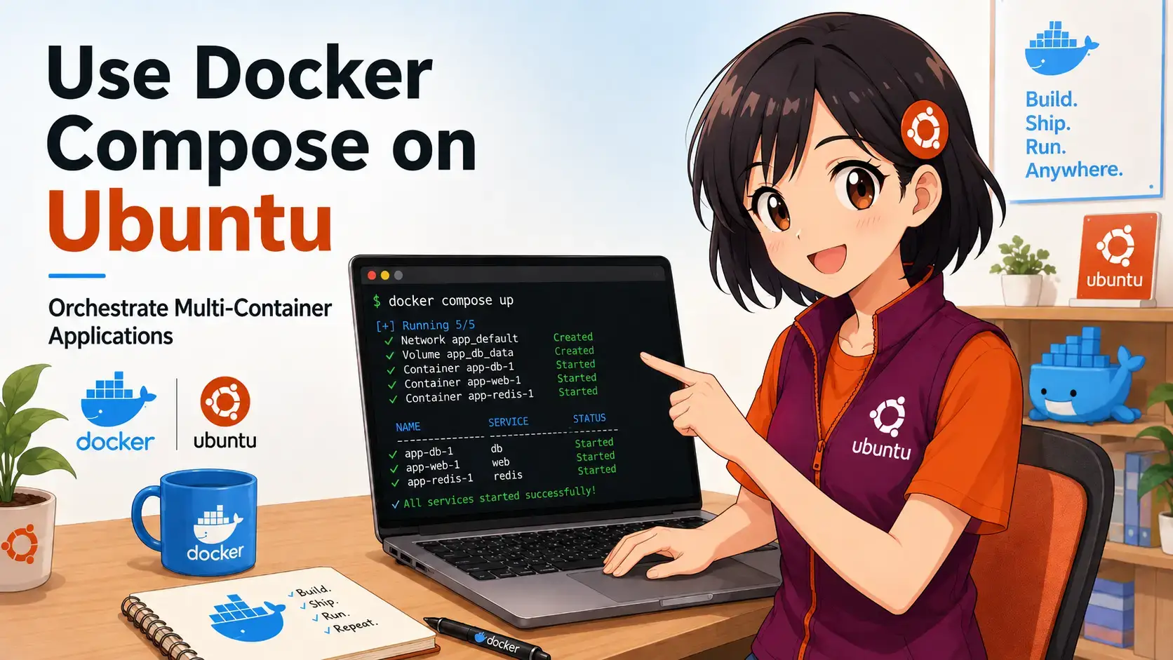 Using docker compose on ubuntu guide cover - How to Use Docker Compose on Ubuntu 26.04 LTS - Complete Guide