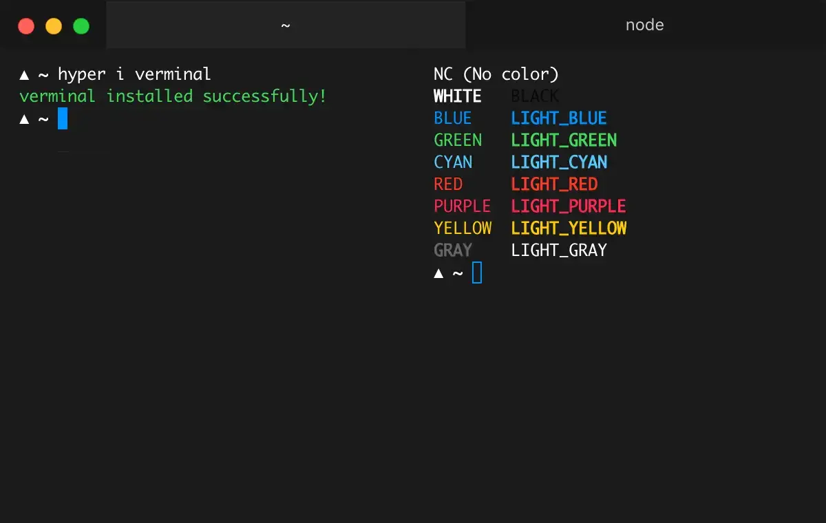 Hyper terminal showing HTML/CSS Electron interface