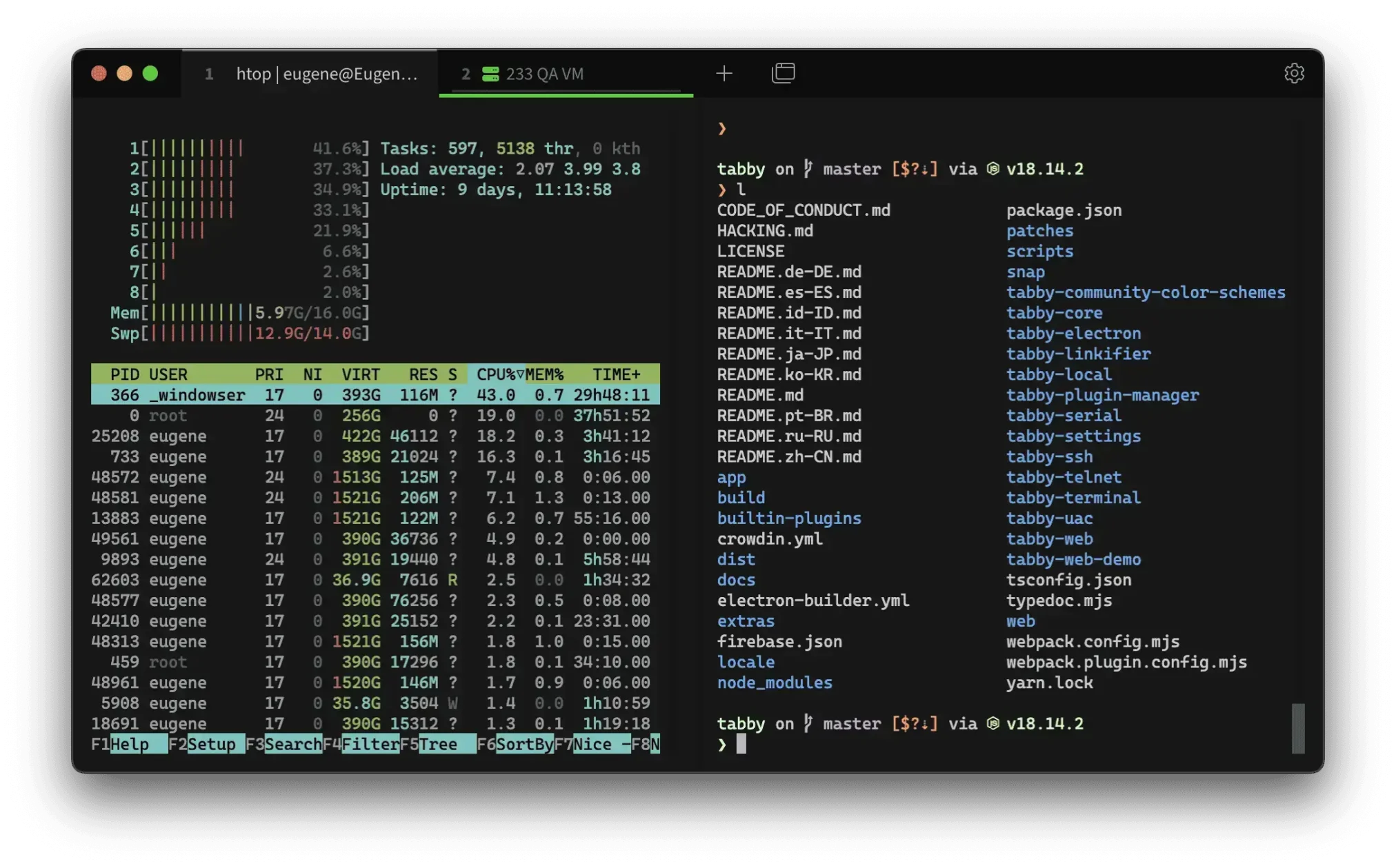 Tabby terminal screenshot - 19 Best Terminal Emulators for Ubuntu: Classic, Modern and AI Picks