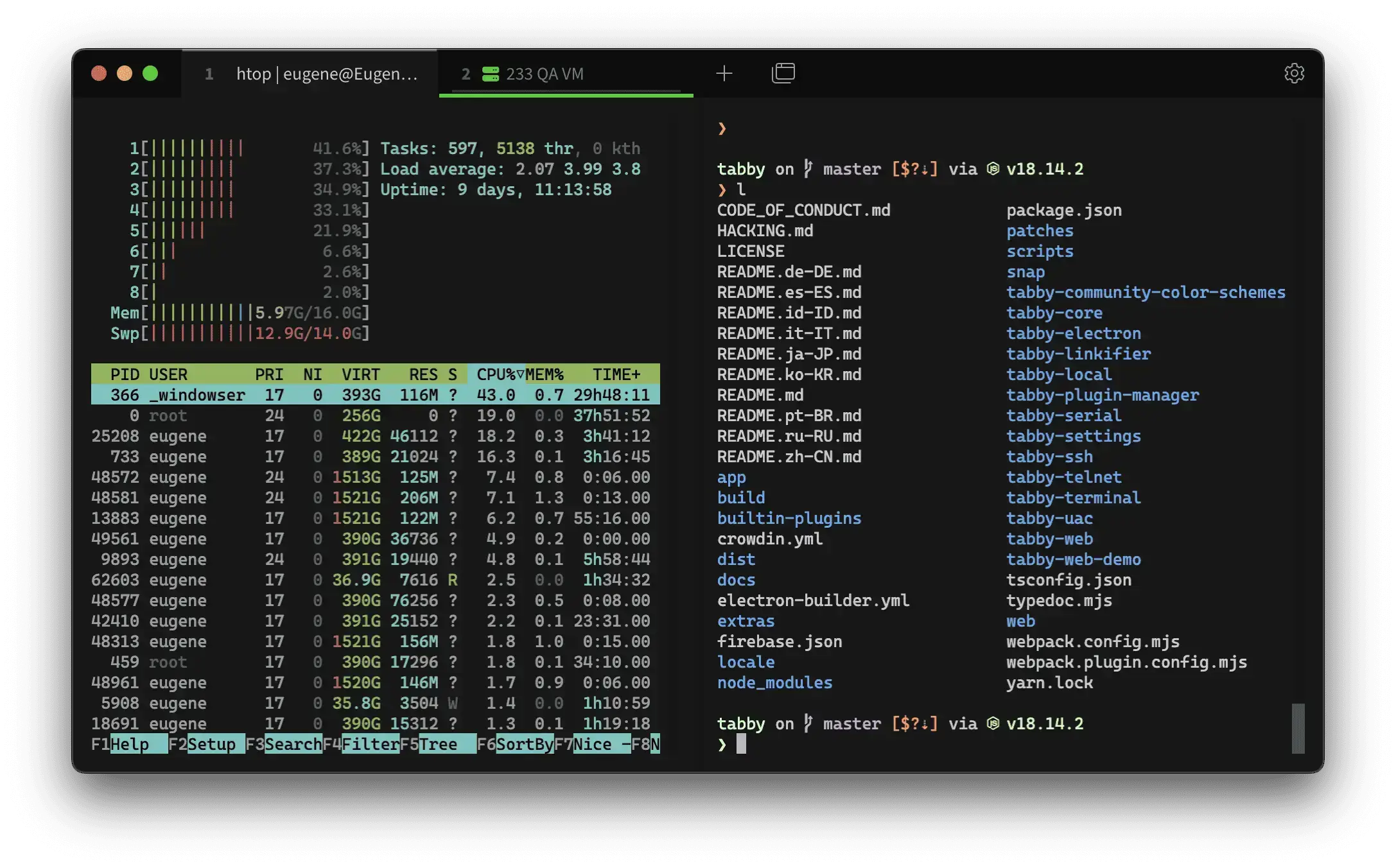 Tabby modern SSH and serial terminal interface