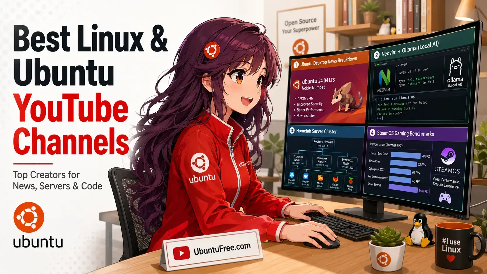 Top linux ubuntu yt channels cover - Best Linux YouTube Channels - Top Creators for News, AI & Servers