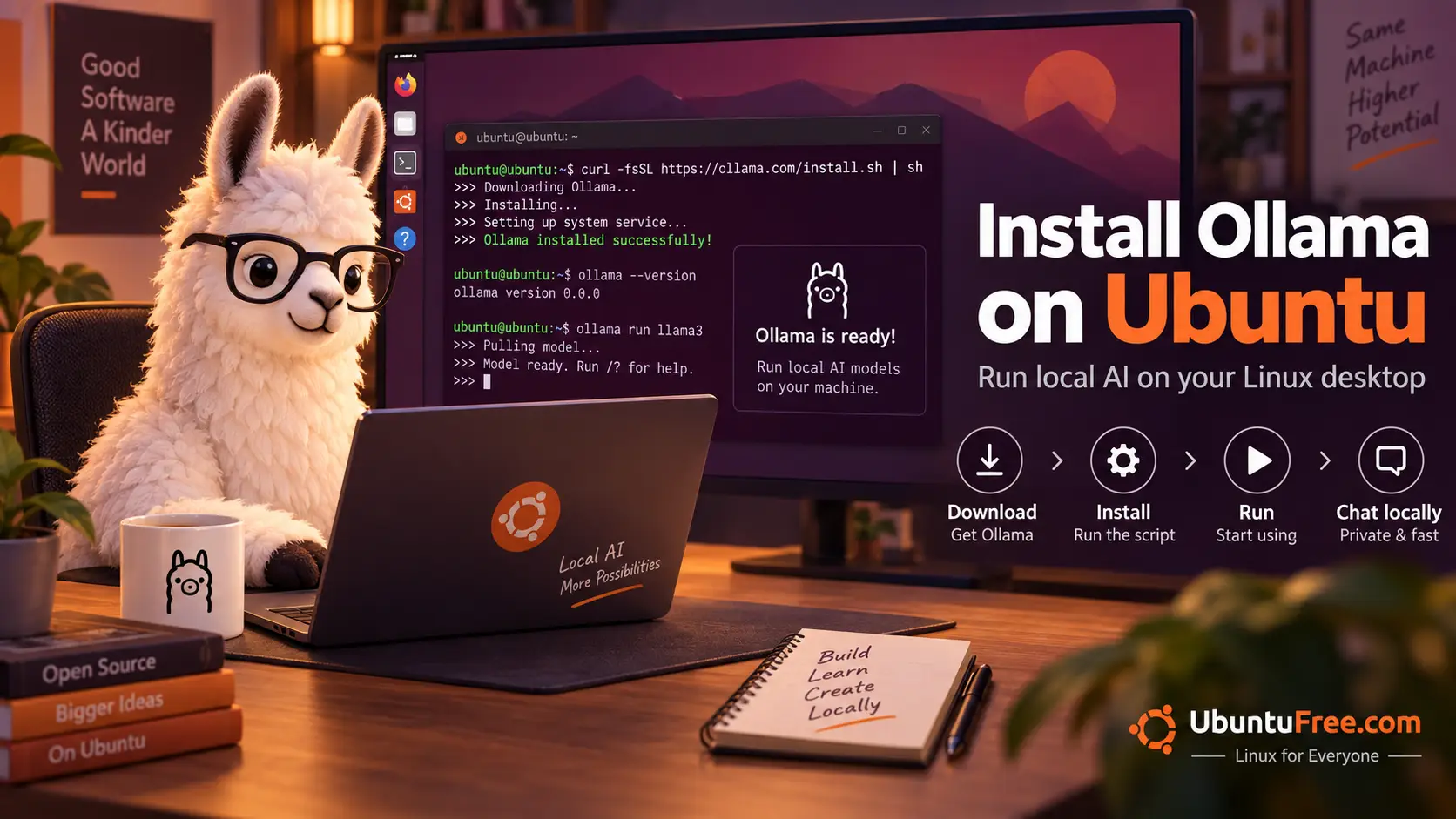 Cover image ollama linux - How to Install Ollama on Ubuntu 26.04 and 24.04 - Script, Tarball and Docker