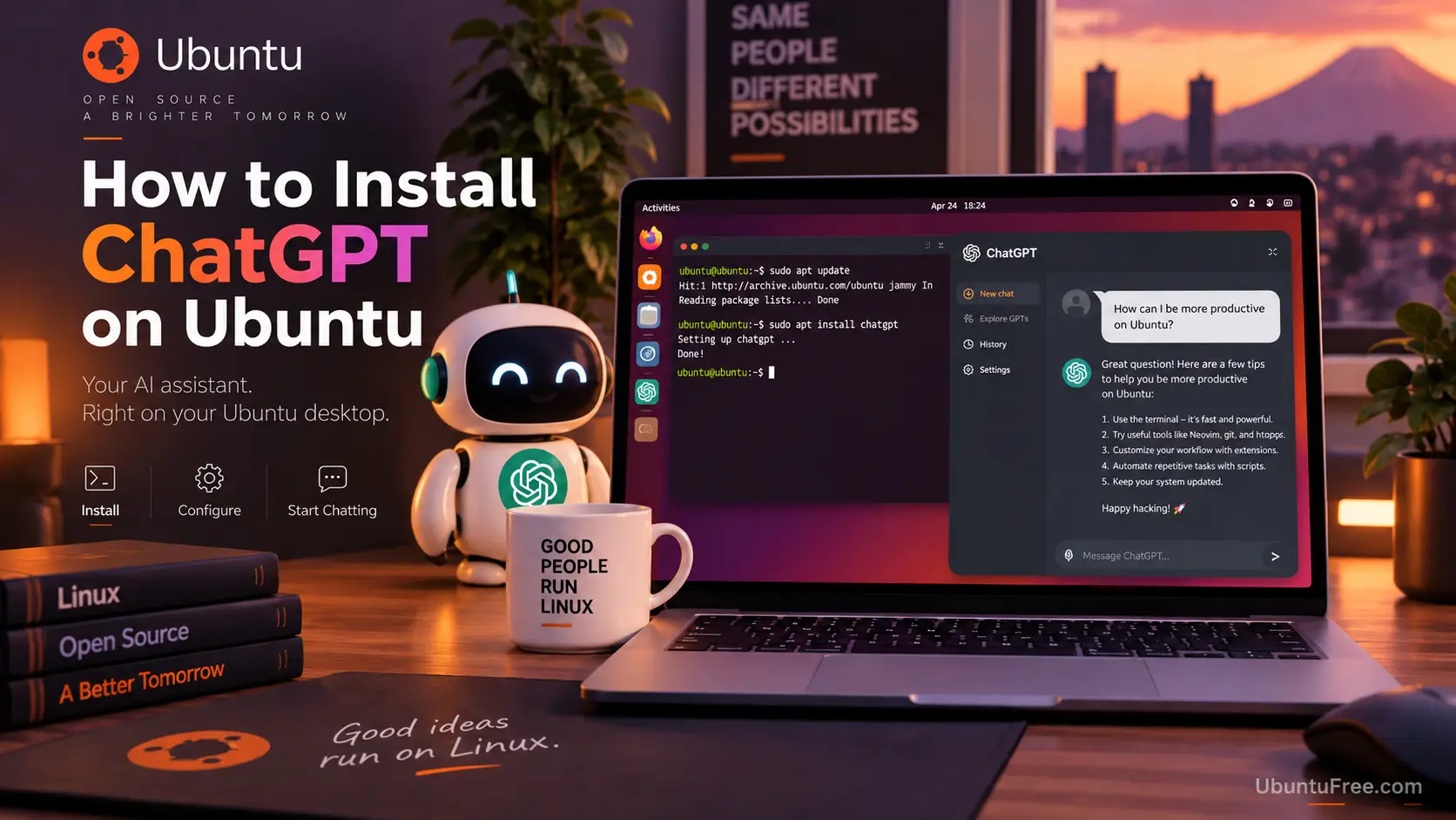 Cover image chatgpt linux - How to Install ChatGPT on Ubuntu 26.04 and 24.04 - Official App and Codex