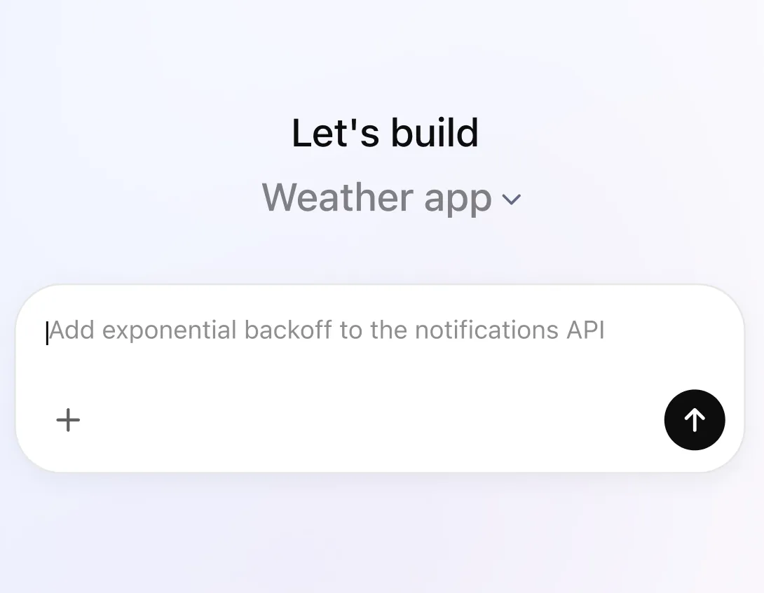 The ChatGPT desktop app composer, with a project selected and a task typed into the message box