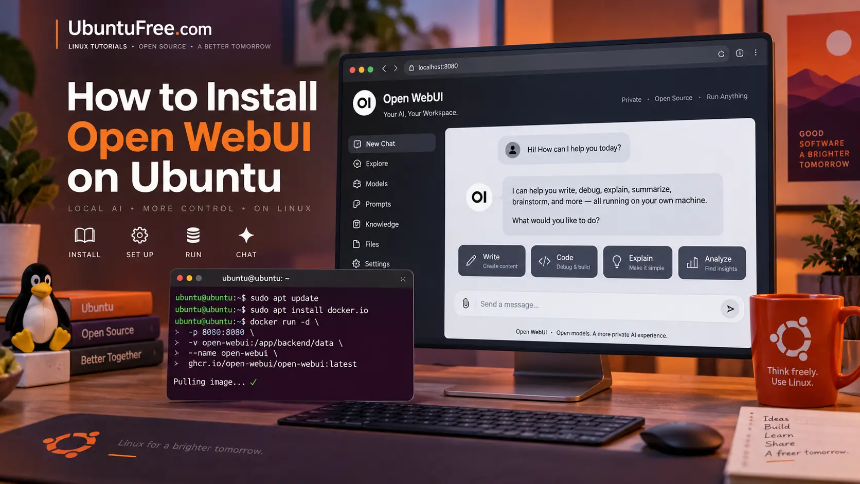 Cover open webui - How to Install Open WebUI on Ubuntu 26.04 and 24.04 - Docker and Python