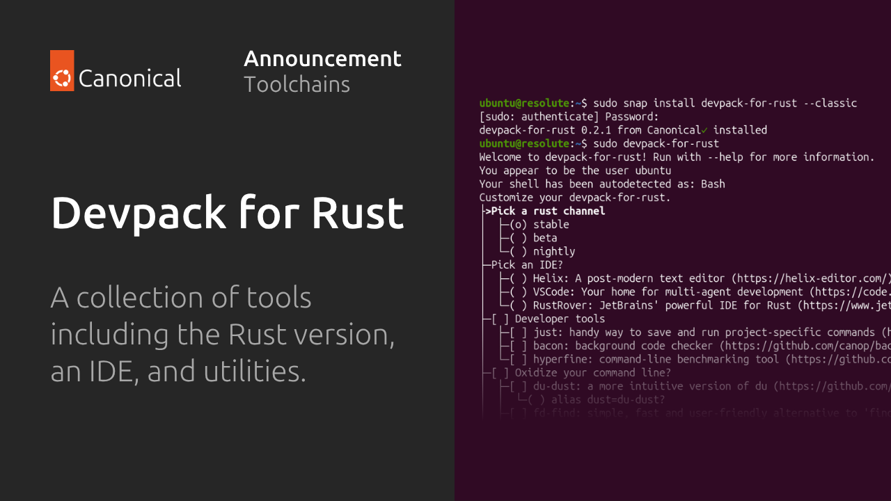 Devpack for Rust: Zero to Rust in seconds | Ubuntu