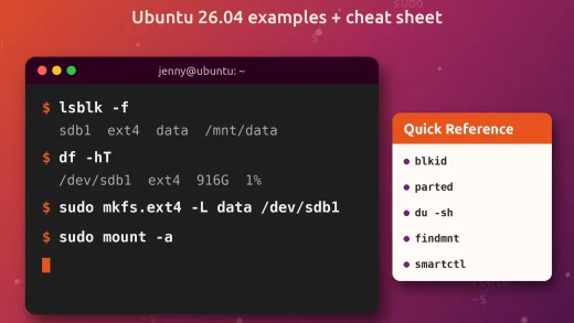 Disk and partition commands in Ubuntu cover