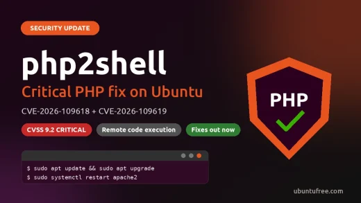 php2shell critical PHP fix on Ubuntu, CVE-2026-109618 and CVE-2026-109619 security update graphic